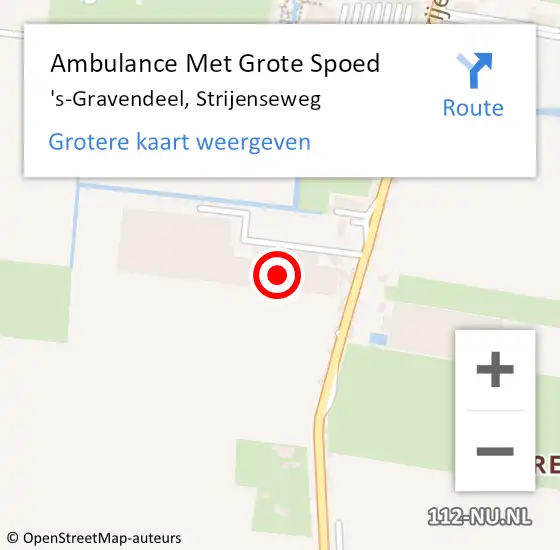 Locatie op kaart van de 112 melding: Ambulance Met Grote Spoed Naar 's-Gravendeel, Strijenseweg op 21 oktober 2023 16:05