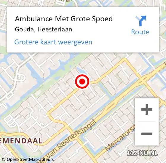 Locatie op kaart van de 112 melding: Ambulance Met Grote Spoed Naar Gouda, Heesterlaan op 21 oktober 2023 17:13