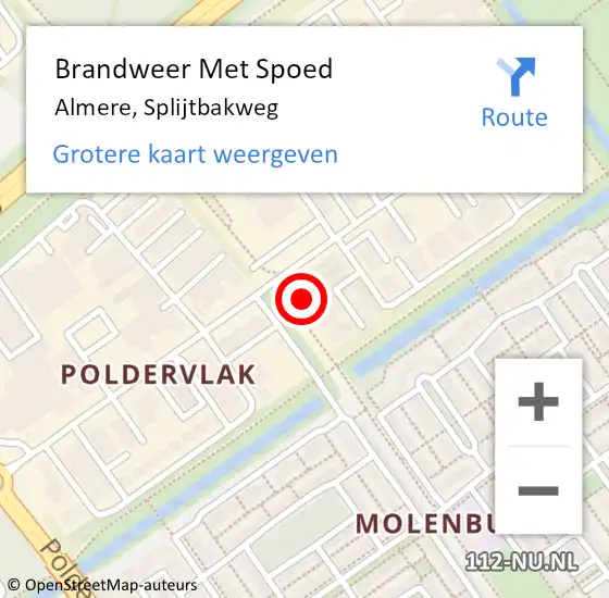 Locatie op kaart van de 112 melding: Brandweer Met Spoed Naar Almere, Splijtbakweg op 21 oktober 2023 17:18