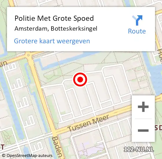 Locatie op kaart van de 112 melding: Politie Met Grote Spoed Naar Amsterdam, Botteskerksingel op 21 oktober 2023 17:34
