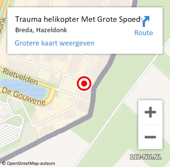 Locatie op kaart van de 112 melding: Trauma helikopter Met Grote Spoed Naar Breda, Hazeldonk op 21 oktober 2023 19:33