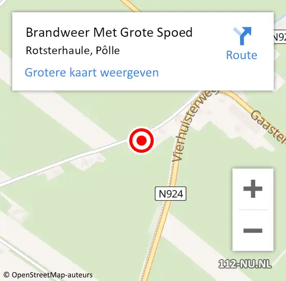 Locatie op kaart van de 112 melding: Brandweer Met Grote Spoed Naar Rotsterhaule, Pôlle op 21 oktober 2023 20:48