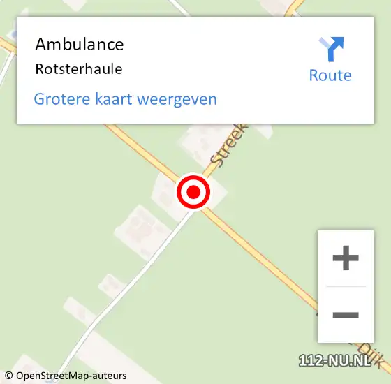 Locatie op kaart van de 112 melding: Ambulance Rotsterhaule op 21 oktober 2023 20:51