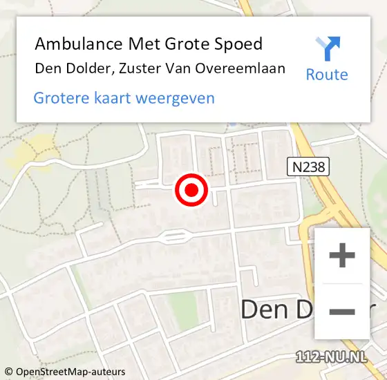 Locatie op kaart van de 112 melding: Ambulance Met Grote Spoed Naar Den Dolder, Zuster Van Overeemlaan op 12 september 2014 12:26