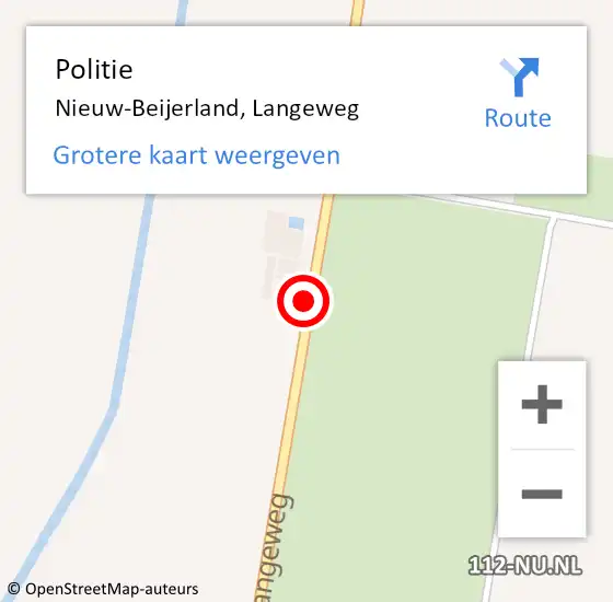 Locatie op kaart van de 112 melding: Politie Nieuw-Beijerland, Langeweg op 21 oktober 2023 22:52