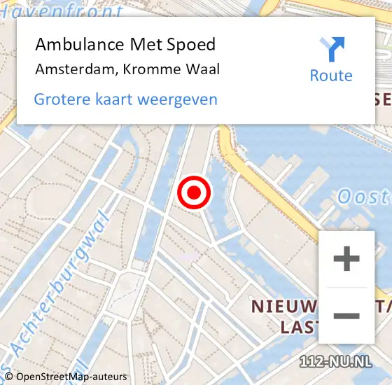 Locatie op kaart van de 112 melding: Ambulance Met Spoed Naar Amsterdam, Kromme Waal op 21 oktober 2023 23:14
