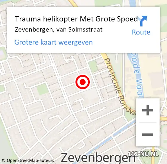 Locatie op kaart van de 112 melding: Trauma helikopter Met Grote Spoed Naar Zevenbergen, van Solmsstraat op 21 oktober 2023 23:15