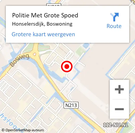 Locatie op kaart van de 112 melding: Politie Met Grote Spoed Naar Honselersdijk, Boswoning op 21 oktober 2023 23:32