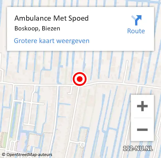 Locatie op kaart van de 112 melding: Ambulance Met Spoed Naar Boskoop, Biezen op 22 oktober 2023 00:38