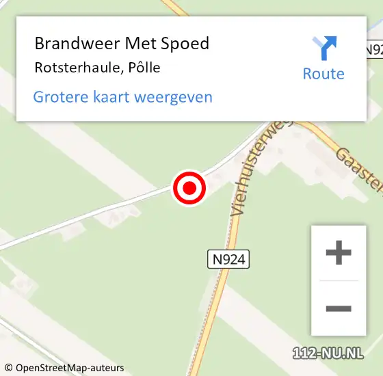 Locatie op kaart van de 112 melding: Brandweer Met Spoed Naar Rotsterhaule, Pôlle op 22 oktober 2023 02:02