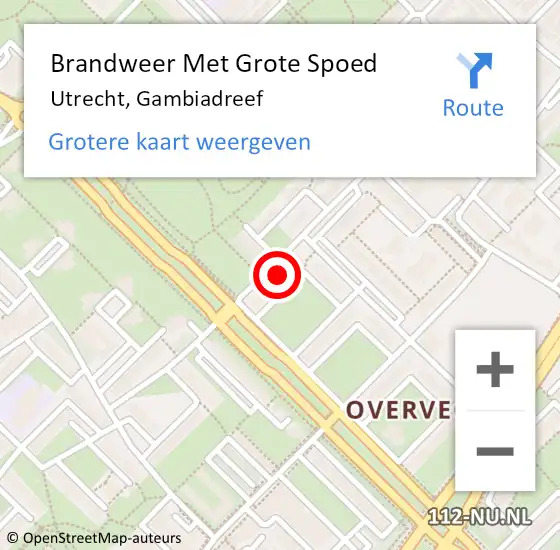 Locatie op kaart van de 112 melding: Brandweer Met Grote Spoed Naar Utrecht, Gambiadreef op 22 oktober 2023 04:52