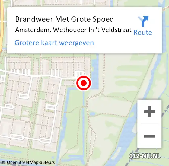 Locatie op kaart van de 112 melding: Brandweer Met Grote Spoed Naar Amsterdam, Wethouder In 't Veldstraat op 22 oktober 2023 05:11
