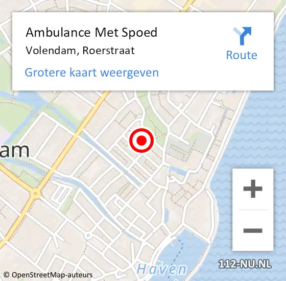 Locatie op kaart van de 112 melding: Ambulance Met Spoed Naar Volendam, Roerstraat op 22 oktober 2023 08:55