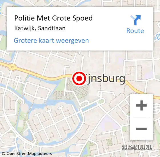 Locatie op kaart van de 112 melding: Politie Met Grote Spoed Naar Rijnsburg, Sandtlaan op 22 oktober 2023 09:53