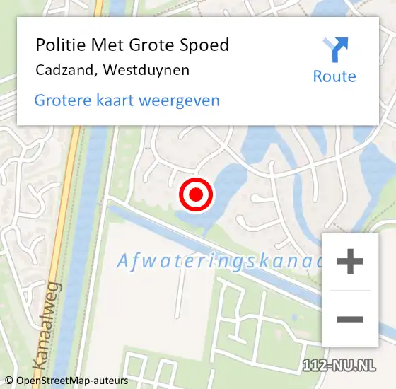 Locatie op kaart van de 112 melding: Politie Met Grote Spoed Naar Cadzand, Westduynen op 22 oktober 2023 10:59