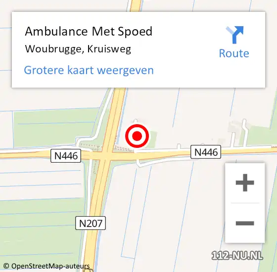 Locatie op kaart van de 112 melding: Ambulance Met Spoed Naar Woubrugge, Kruisweg op 22 oktober 2023 11:18