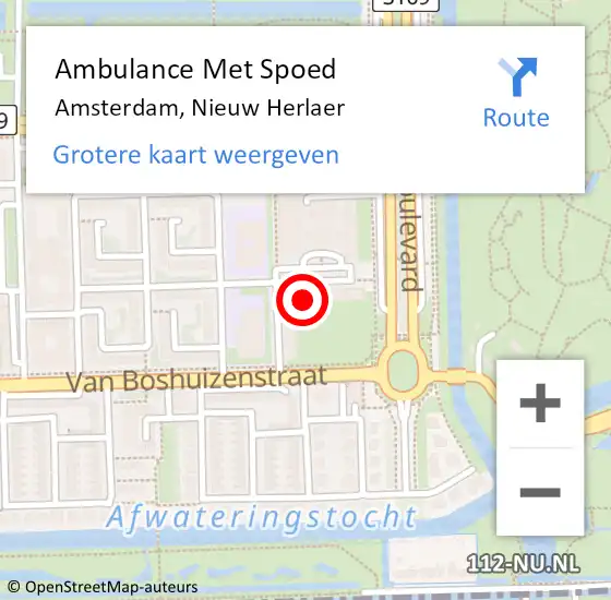 Locatie op kaart van de 112 melding: Ambulance Met Spoed Naar Amsterdam, Nieuw Herlaer op 22 oktober 2023 11:57