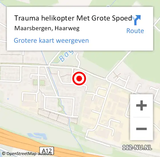 Locatie op kaart van de 112 melding: Trauma helikopter Met Grote Spoed Naar Maarsbergen, Haarweg op 22 oktober 2023 14:49