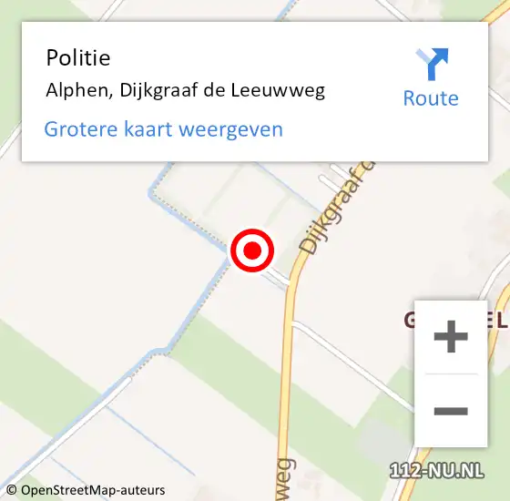 Locatie op kaart van de 112 melding: Politie Alphen, Dijkgraaf de Leeuwweg op 22 oktober 2023 15:47
