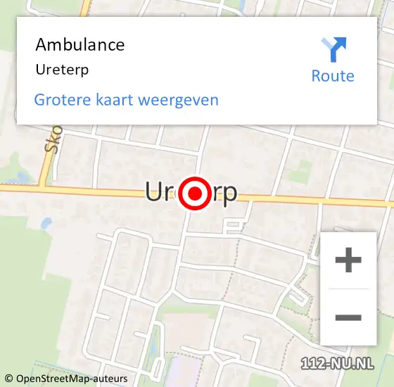Locatie op kaart van de 112 melding: Ambulance Ureterp op 22 oktober 2023 16:44