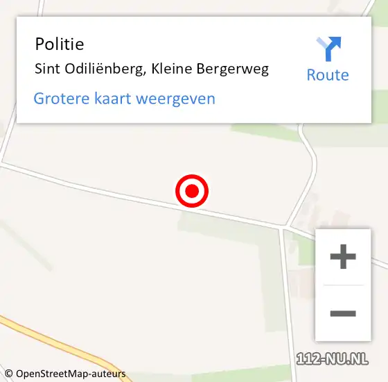 Locatie op kaart van de 112 melding: Politie Sint Odiliënberg, Kleine Bergerweg op 22 oktober 2023 17:59