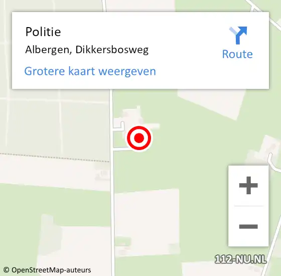 Locatie op kaart van de 112 melding: Politie Albergen, Dikkersbosweg op 22 oktober 2023 20:15