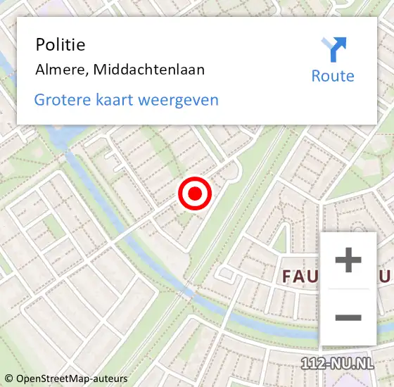 Locatie op kaart van de 112 melding: Politie Almere, Middachtenlaan op 22 oktober 2023 21:24