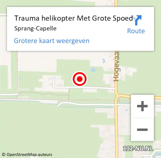 Locatie op kaart van de 112 melding: Trauma helikopter Met Grote Spoed Naar Sprang-Capelle op 22 oktober 2023 23:18