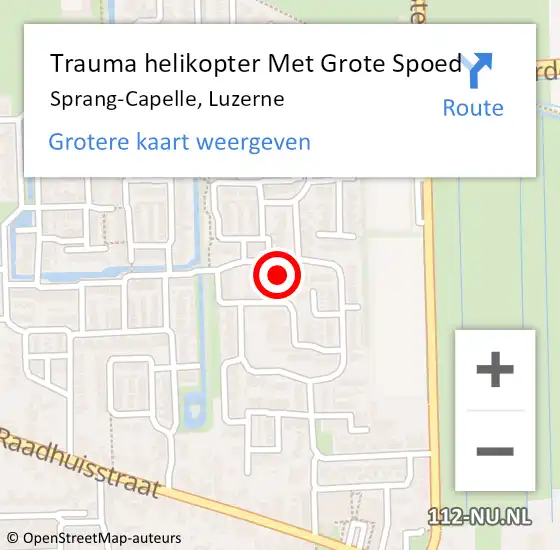 Locatie op kaart van de 112 melding: Trauma helikopter Met Grote Spoed Naar Sprang-Capelle, Luzerne op 22 oktober 2023 23:18