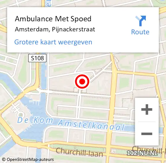 Locatie op kaart van de 112 melding: Ambulance Met Spoed Naar Amsterdam, Pijnackerstraat op 23 oktober 2023 00:53