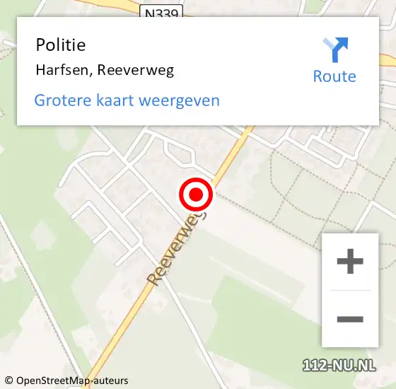 Locatie op kaart van de 112 melding: Politie Harfsen, Reeverweg op 23 oktober 2023 01:04