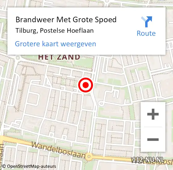 Locatie op kaart van de 112 melding: Brandweer Met Grote Spoed Naar Tilburg, Postelse Hoeflaan op 23 oktober 2023 06:25