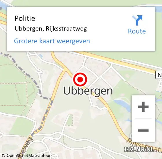 Locatie op kaart van de 112 melding: Politie Ubbergen, Rijksstraatweg op 23 oktober 2023 07:30