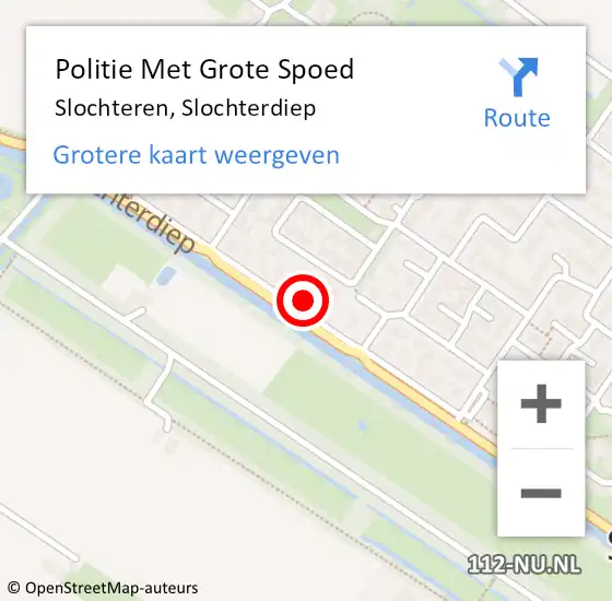Locatie op kaart van de 112 melding: Politie Met Grote Spoed Naar Slochteren, Slochterdiep op 23 oktober 2023 07:32