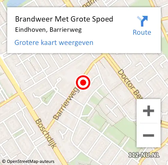 Locatie op kaart van de 112 melding: Brandweer Met Grote Spoed Naar Eindhoven, Barrierweg op 23 oktober 2023 07:42