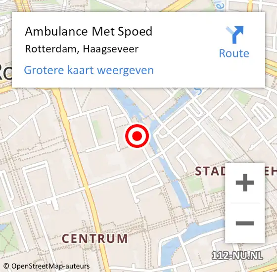 Locatie op kaart van de 112 melding: Ambulance Met Spoed Naar Rotterdam, Haagseveer op 23 oktober 2023 09:14