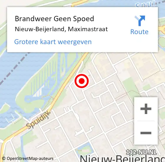 Locatie op kaart van de 112 melding: Brandweer Geen Spoed Naar Nieuw-Beijerland, Maximastraat op 23 oktober 2023 09:58