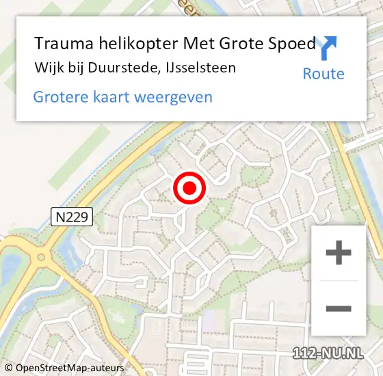 Locatie op kaart van de 112 melding: Trauma helikopter Met Grote Spoed Naar Wijk bij Duurstede, IJsselsteen op 23 oktober 2023 11:22