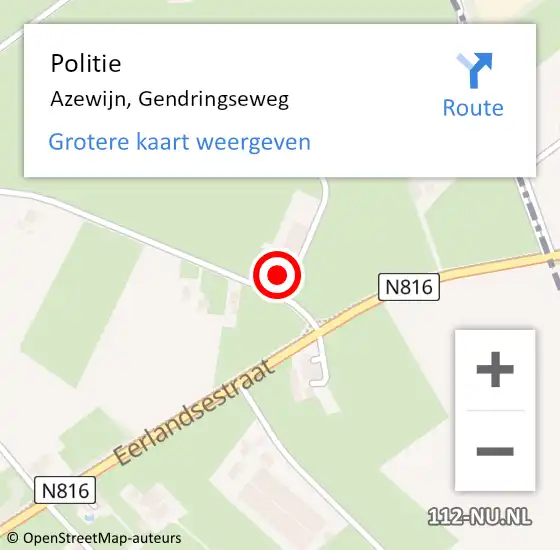 Locatie op kaart van de 112 melding: Politie Azewijn, Gendringseweg op 23 oktober 2023 11:31