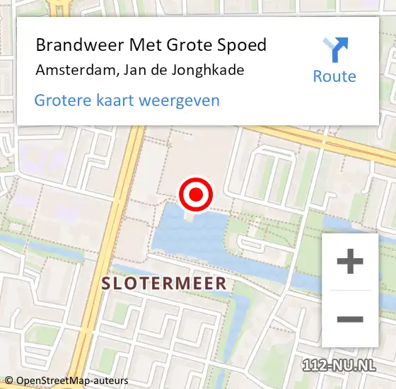 Locatie op kaart van de 112 melding: Brandweer Met Grote Spoed Naar Amsterdam, Jan de Jonghkade op 23 oktober 2023 12:00