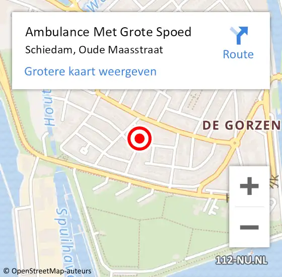 Locatie op kaart van de 112 melding: Ambulance Met Grote Spoed Naar Schiedam, Oude Maasstraat op 23 oktober 2023 12:07