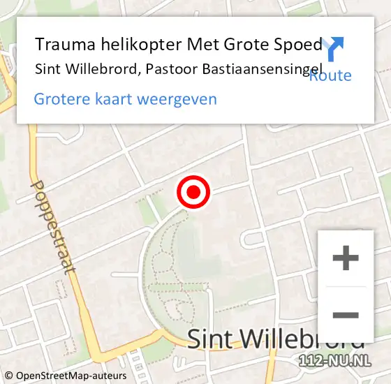 Locatie op kaart van de 112 melding: Trauma helikopter Met Grote Spoed Naar Sint Willebrord, Pastoor Bastiaansensingel op 23 oktober 2023 12:40