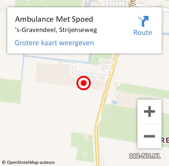 Locatie op kaart van de 112 melding: Ambulance Met Spoed Naar 's-Gravendeel, Strijenseweg op 23 oktober 2023 12:57