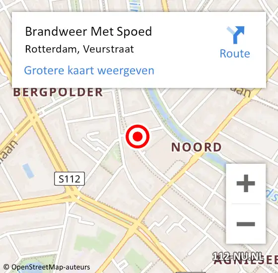 Locatie op kaart van de 112 melding: Brandweer Met Spoed Naar Rotterdam, Veurstraat op 23 oktober 2023 13:14