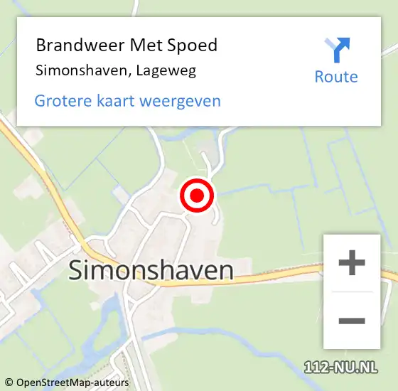 Locatie op kaart van de 112 melding: Brandweer Met Spoed Naar Simonshaven, Lageweg op 23 oktober 2023 13:31