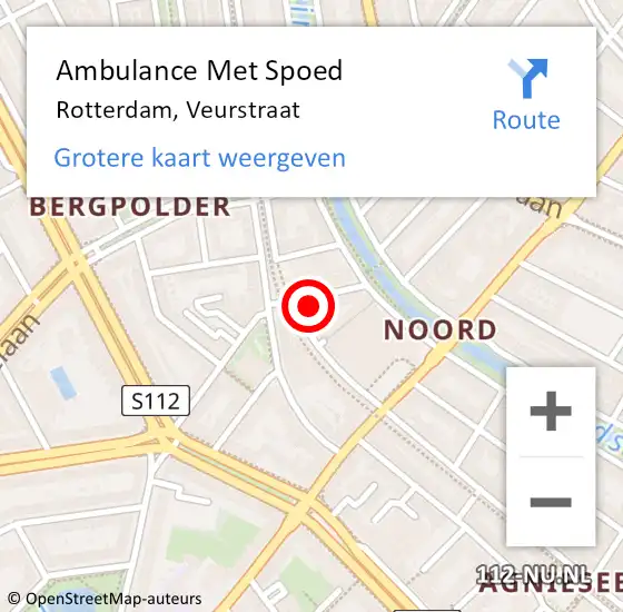 Locatie op kaart van de 112 melding: Ambulance Met Spoed Naar Rotterdam, Veurstraat op 23 oktober 2023 13:42