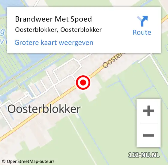 Locatie op kaart van de 112 melding: Brandweer Met Spoed Naar Oosterblokker, Oosterblokker op 23 oktober 2023 13:42
