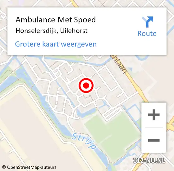 Locatie op kaart van de 112 melding: Ambulance Met Spoed Naar Honselersdijk, Uilehorst op 23 oktober 2023 13:52
