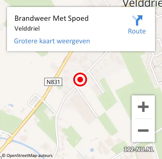 Locatie op kaart van de 112 melding: Brandweer Met Spoed Naar Velddriel op 23 oktober 2023 14:32