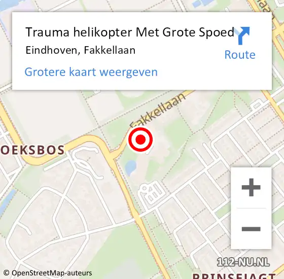 Locatie op kaart van de 112 melding: Trauma helikopter Met Grote Spoed Naar Eindhoven, Fakkellaan op 23 oktober 2023 15:00